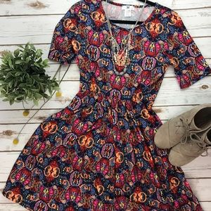 Carmel Dress (blue paisley print) 3/4 sleeve